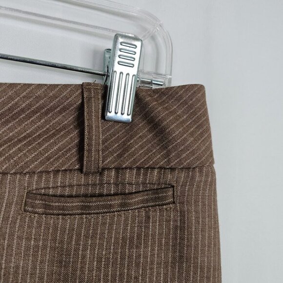 WHITE HOUSE BLACK MARKET Cuffed Chino Pants BROWN w TAN PINSTRIPE size 4 Preppy - Picture 4 of 8